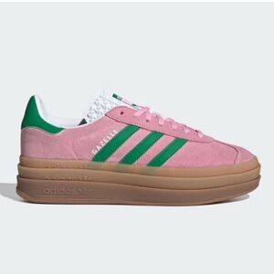 Adidas Gazelle Bold Platform Sneakers True Pink Green Women Size 7
